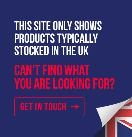 Clickable panel with the text - This site shows typical UK stock. Can't find what you are looking for? Get in touch